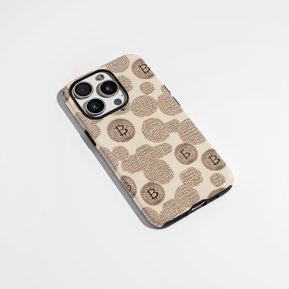 Double-Layer Semi-Handprinted Tough Matte BTC (Bitcoin) iPhone Case