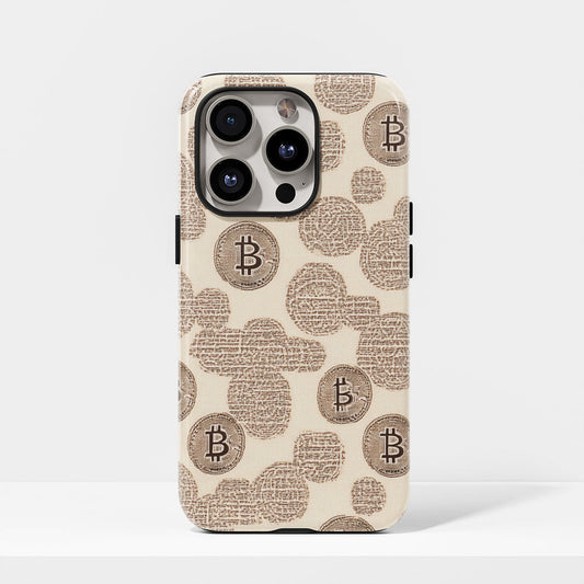 Double-Layer Semi-Handprinted Tough Matte BTC (Bitcoin) iPhone Case