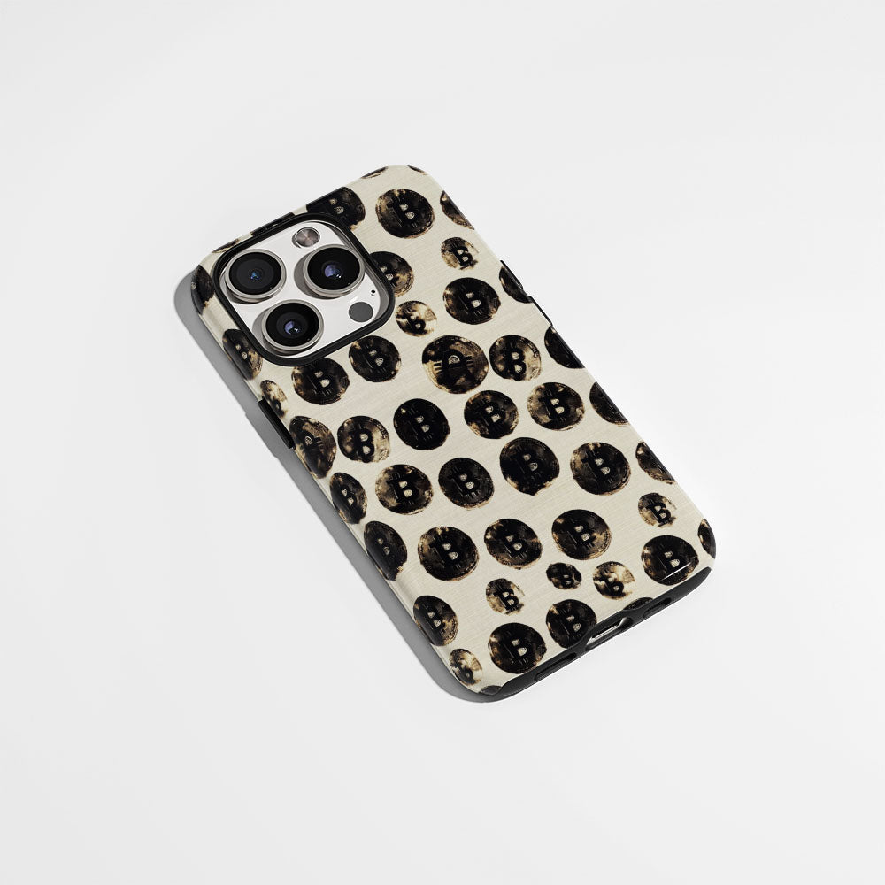 Double-Layer Semi-Handprinted Tough Matte BTC (Bitcoin) iPhone Case