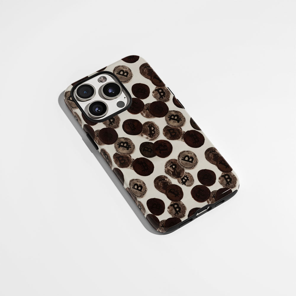 Double-Layer Semi-Handprinted Tough Matte BTC (Bitcoin) iPhone Case