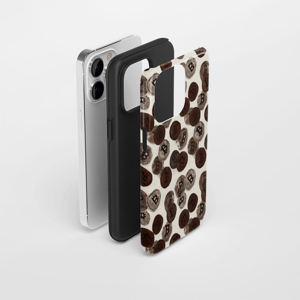 Double-Layer Semi-Handprinted Tough Matte BTC (Bitcoin) iPhone Case