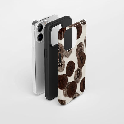 Double-Layer Semi-Handprinted Tough Matte BTC (Bitcoin) iPhone Case