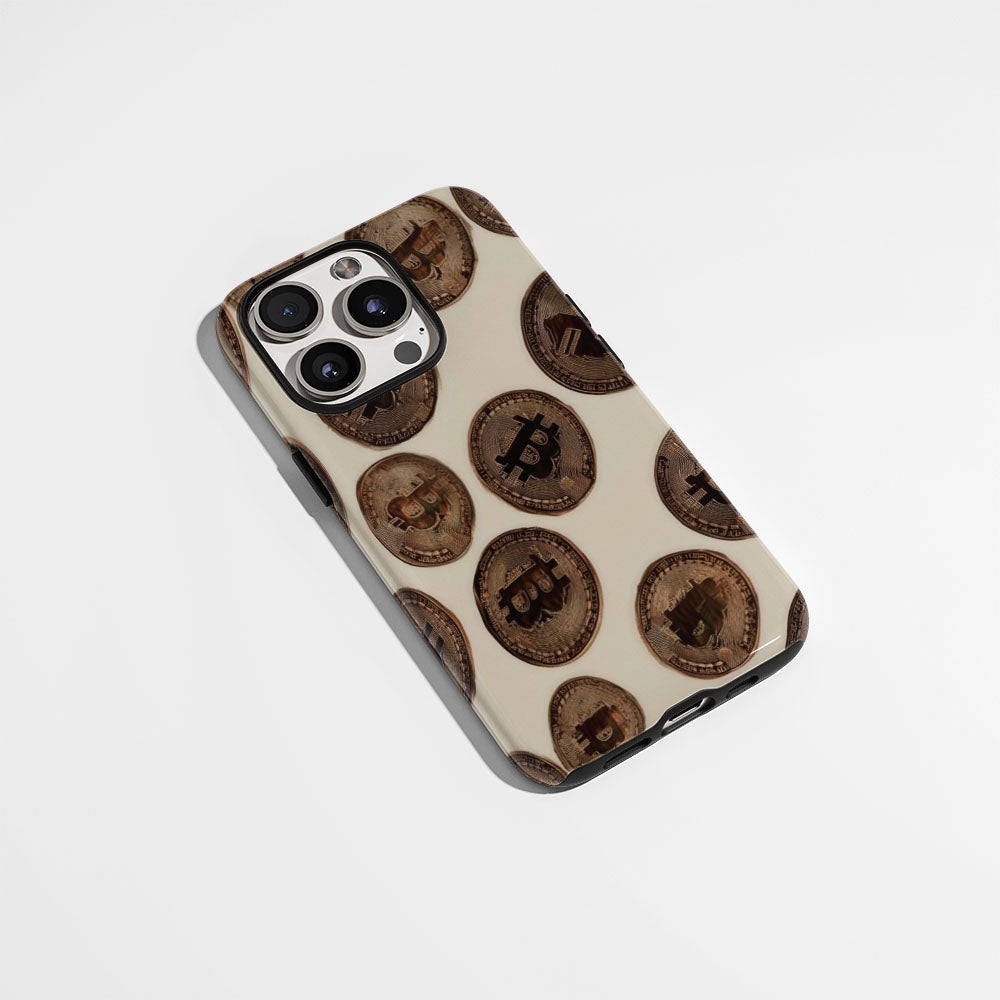 Double-Layer Semi-Handprinted Tough Matte BTC (Bitcoin) iPhone Case