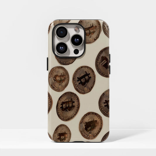 Double-Layer Semi-Handprinted Tough Matte BTC (Bitcoin) iPhone Case