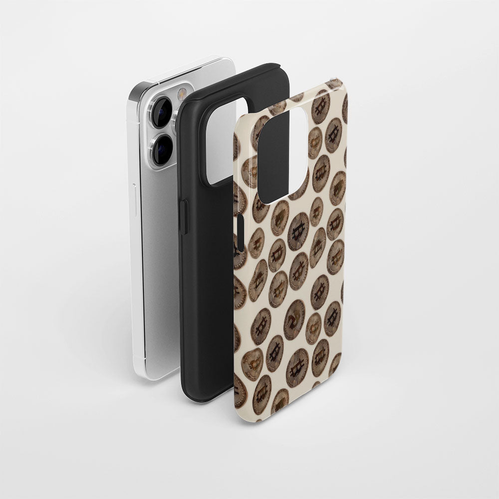 Double-Layer Semi-Handprinted Tough Matte BTC (Bitcoin) iPhone Case