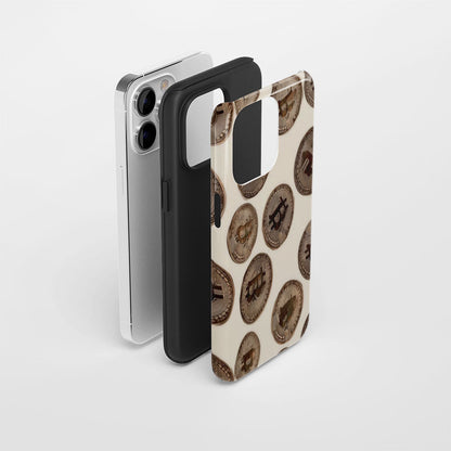 Double-Layer Semi-Handprinted Tough Matte BTC (Bitcoin) iPhone Case