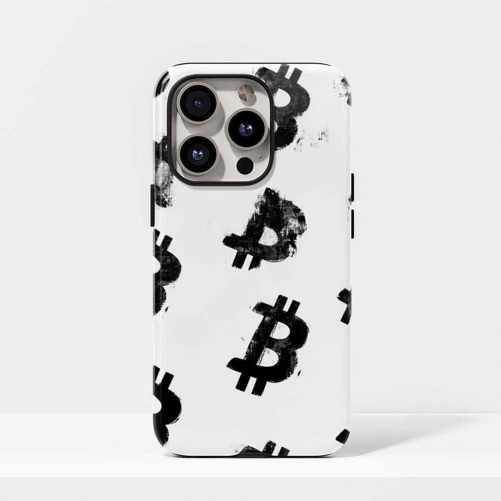 Double-Layer Semi-Handprinted Tough Matte BTC (Bitcoin) iPhone Case