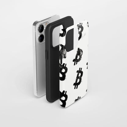 Double-Layer Semi-Handprinted Tough Matte BTC (Bitcoin) iPhone Case