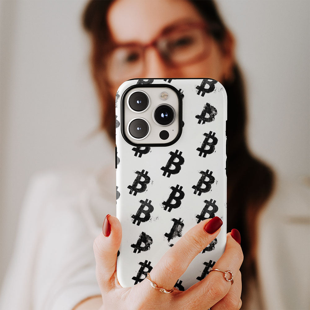 Double-Layer Semi-Handprinted Tough Matte BTC (Bitcoin) iPhone Case