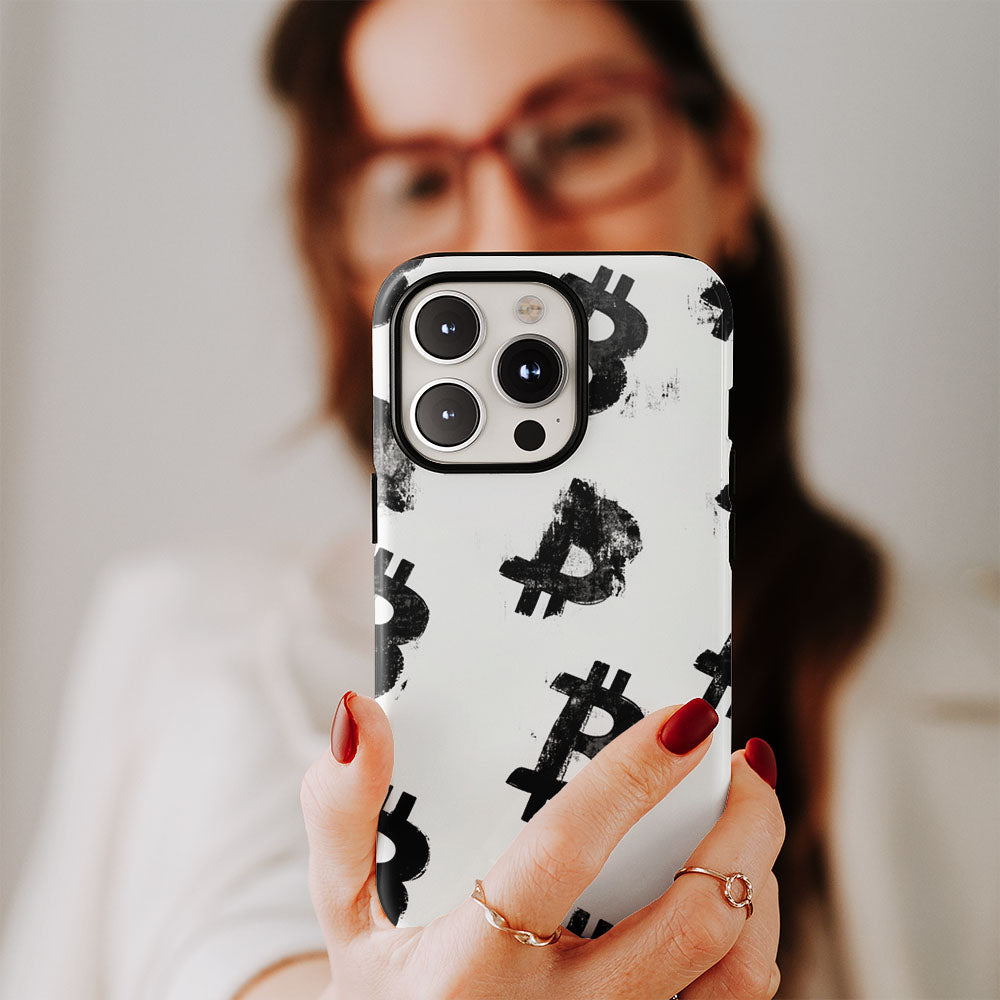 Double-Layer Semi-Handprinted Tough Matte BTC (Bitcoin) iPhone Case