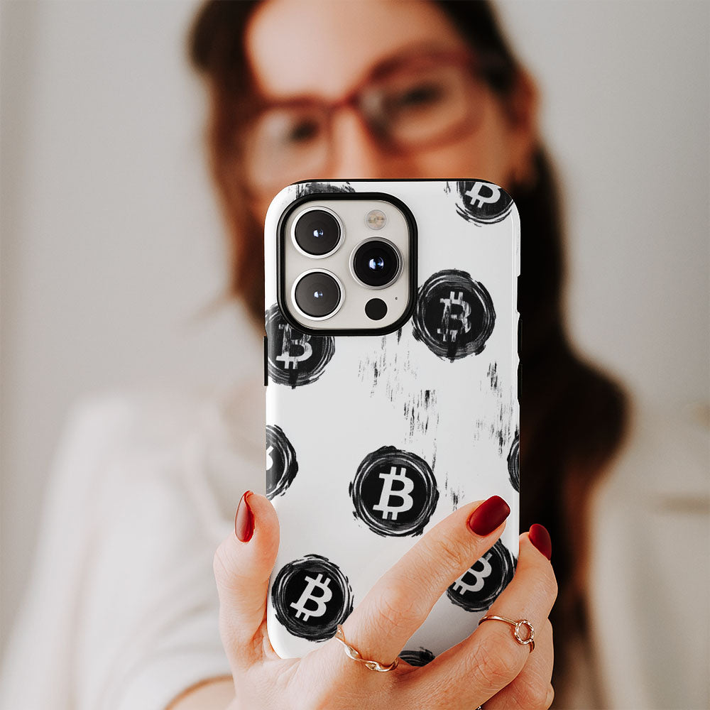 Double-Layer Semi-Handprinted Tough Matte BTC (Bitcoin) iPhone Case