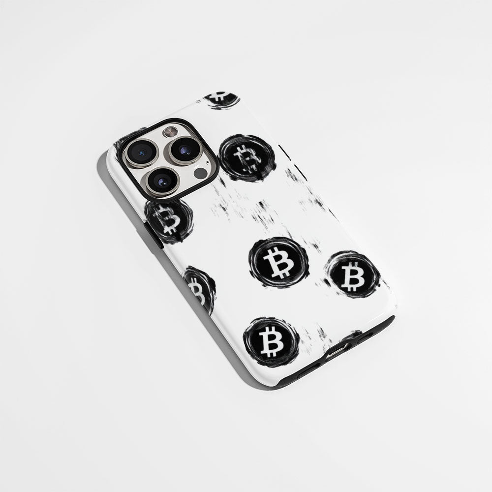 Double-Layer Semi-Handprinted Tough Matte BTC (Bitcoin) iPhone Case