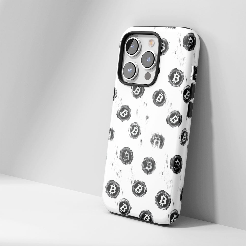 Double-Layer Semi-Handprinted Tough Matte BTC (Bitcoin) iPhone Case