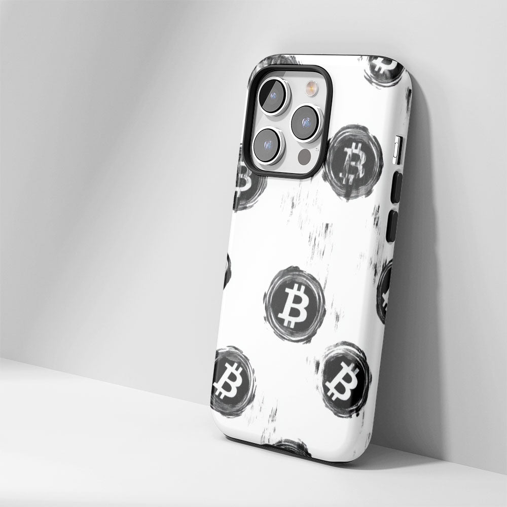 Double-Layer Semi-Handprinted Tough Matte BTC (Bitcoin) iPhone Case