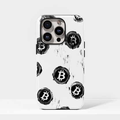 Double-Layer Semi-Handprinted Tough Matte BTC (Bitcoin) iPhone Case