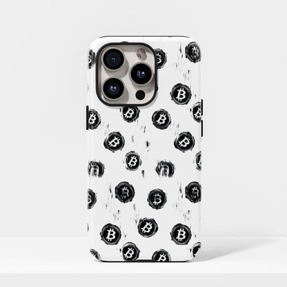 Double-Layer Semi-Handprinted Tough Matte BTC (Bitcoin) iPhone Case