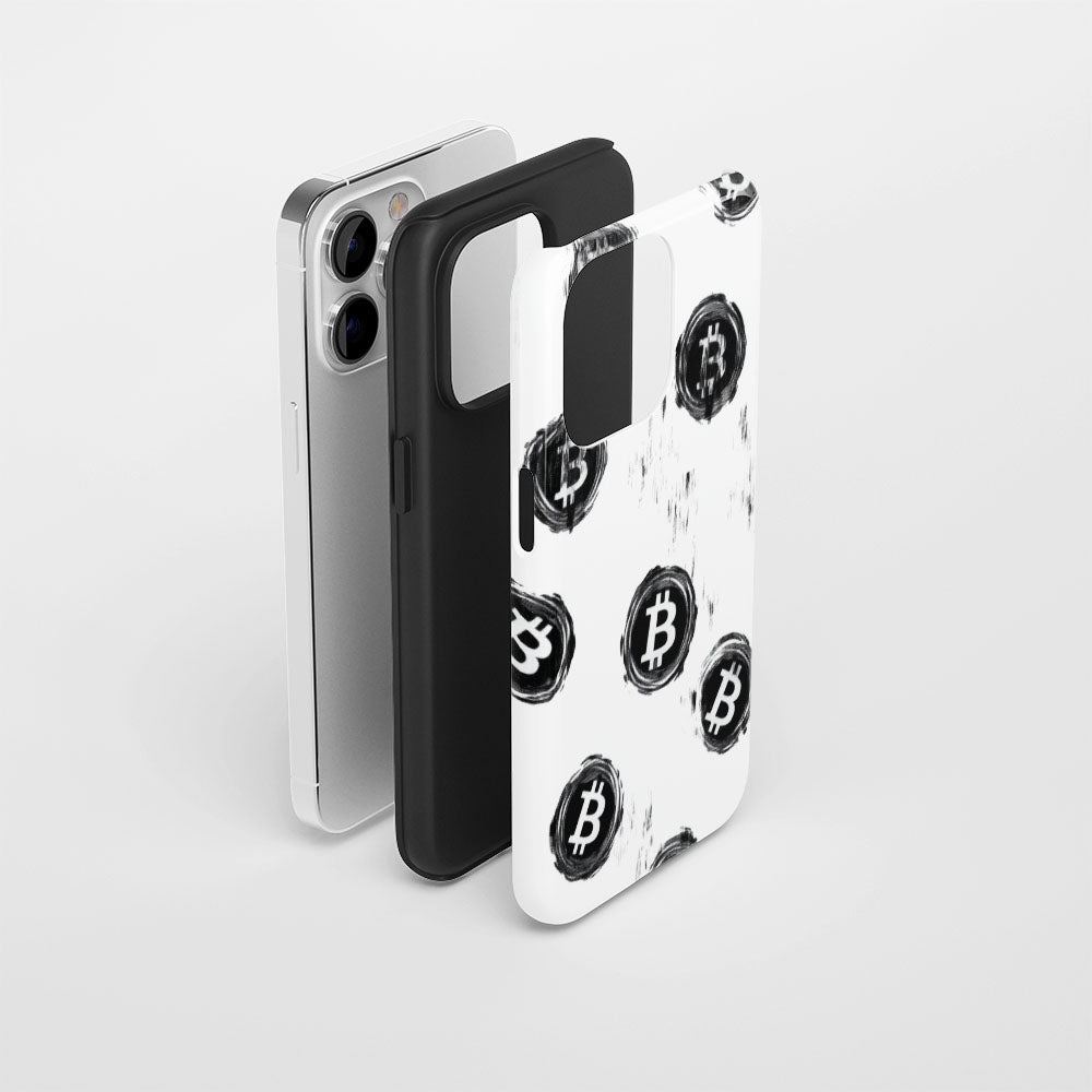 Double-Layer Semi-Handprinted Tough Matte BTC (Bitcoin) iPhone Case