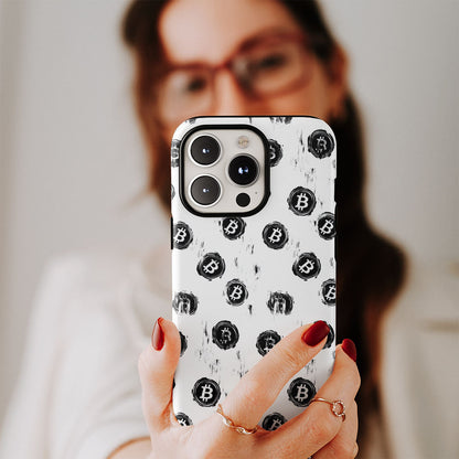 Double-Layer Semi-Handprinted Tough Matte BTC (Bitcoin) iPhone Case