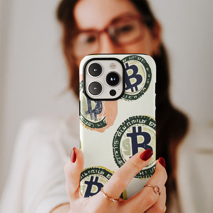 Double-Layer Semi-Handprinted Tough Matte BTC (Bitcoin) iPhone Case