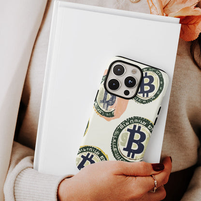 Double-Layer Semi-Handprinted Tough Matte BTC (Bitcoin) iPhone Case