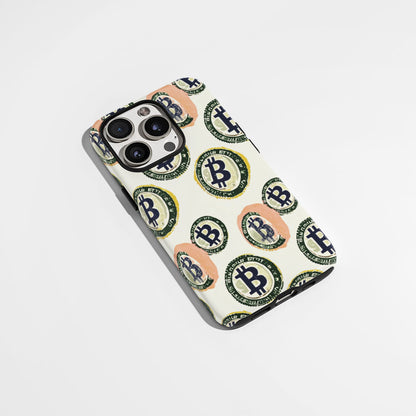 Double-Layer Semi-Handprinted Tough Matte BTC (Bitcoin) iPhone Case