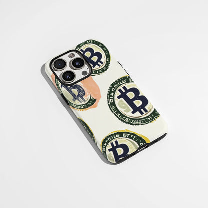 Double-Layer Semi-Handprinted Tough Matte BTC (Bitcoin) iPhone Case