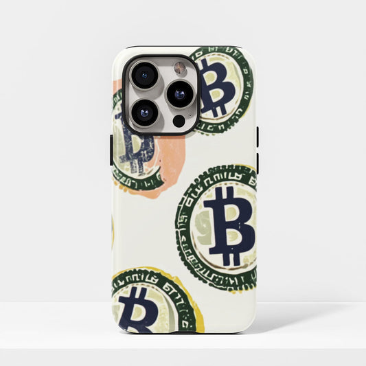 Double-Layer Semi-Handprinted Tough Matte BTC (Bitcoin) iPhone Case