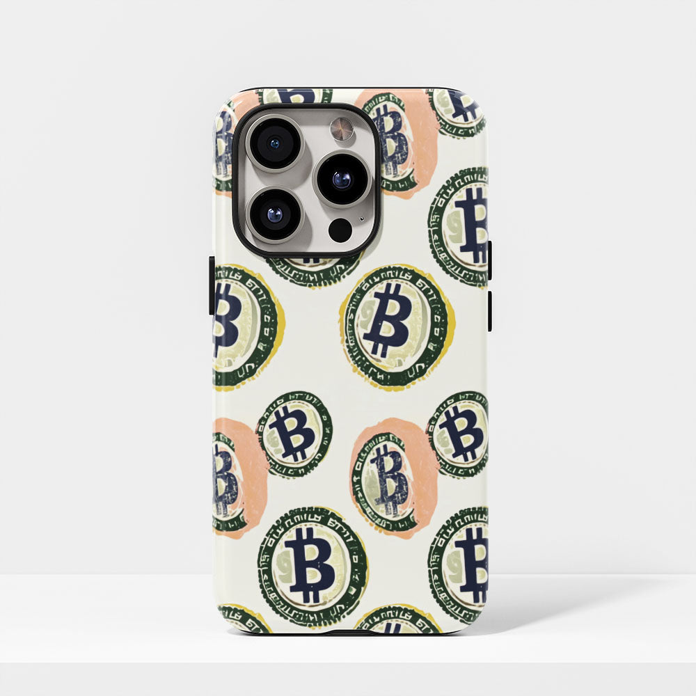 Double-Layer Semi-Handprinted Tough Matte BTC (Bitcoin) iPhone Case