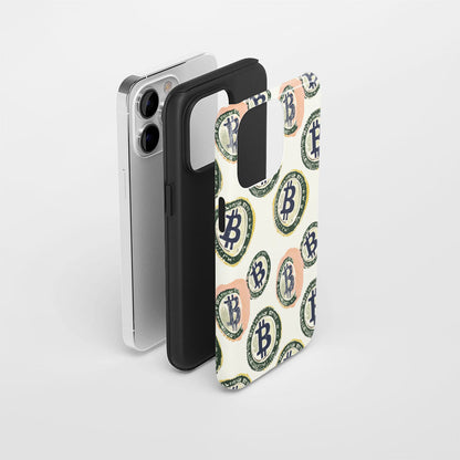 Double-Layer Semi-Handprinted Tough Matte BTC (Bitcoin) iPhone Case