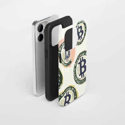 Double-Layer Semi-Handprinted Tough Matte BTC (Bitcoin) iPhone Case