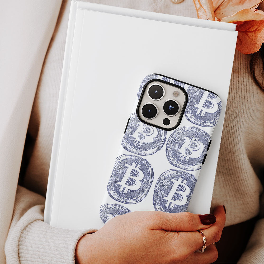 Double-Layer Semi-Handprinted Tough Matte BTC (Bitcoin) iPhone Case