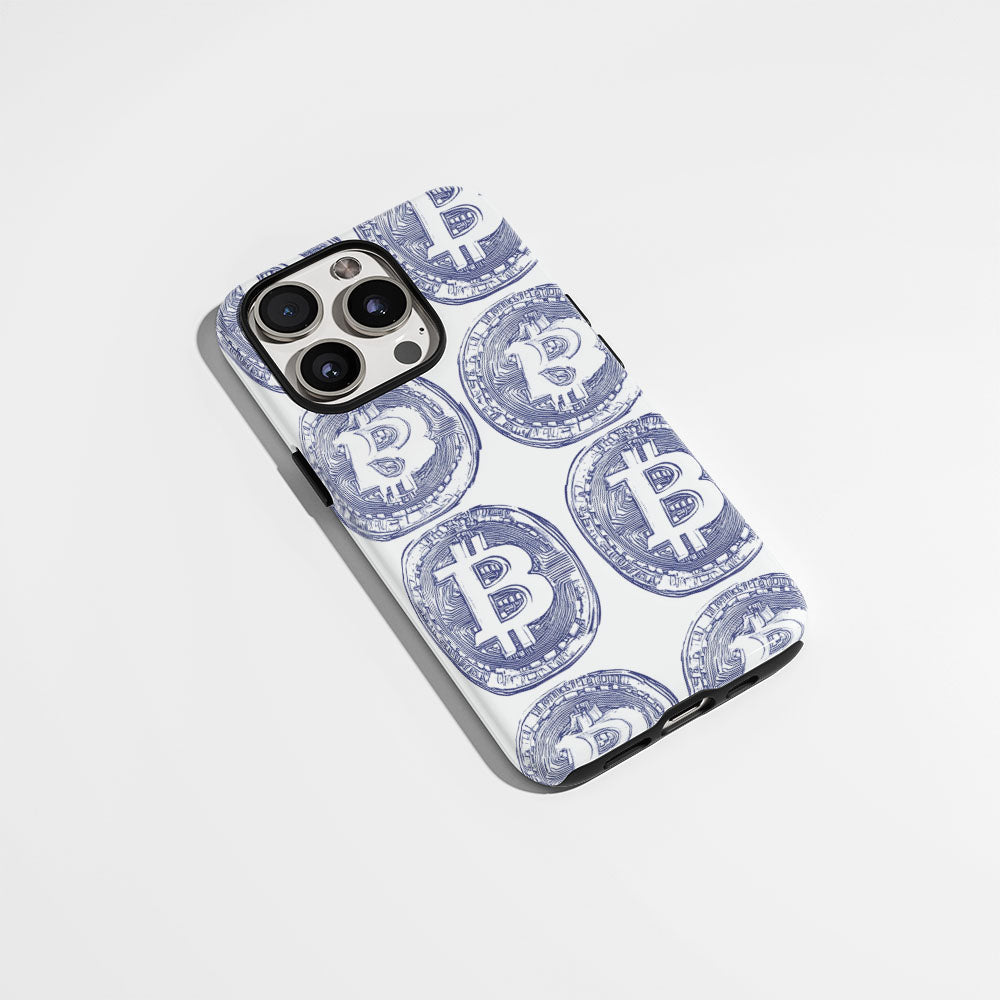 Double-Layer Semi-Handprinted Tough Matte BTC (Bitcoin) iPhone Case