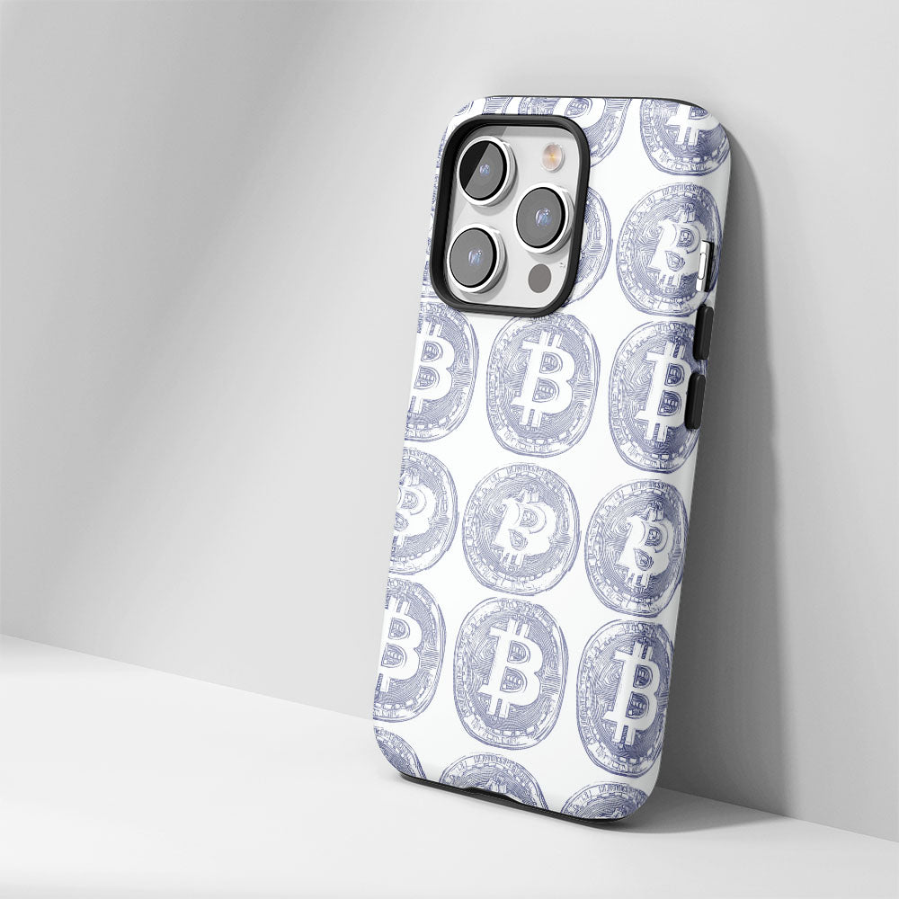 Double-Layer Semi-Handprinted Tough Matte BTC (Bitcoin) iPhone Case