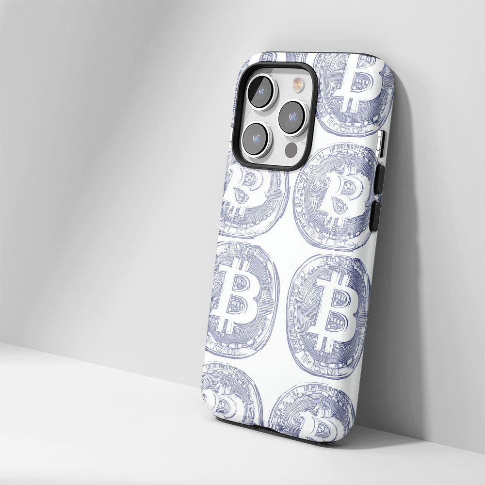 Double-Layer Semi-Handprinted Tough Matte BTC (Bitcoin) iPhone Case