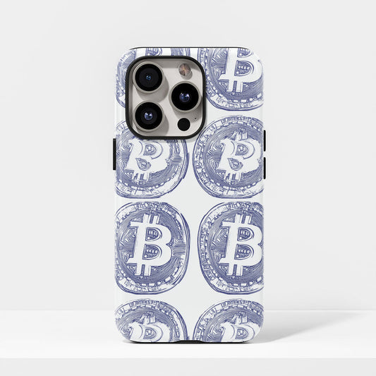 Double-Layer Semi-Handprinted Tough Matte BTC (Bitcoin) iPhone Case