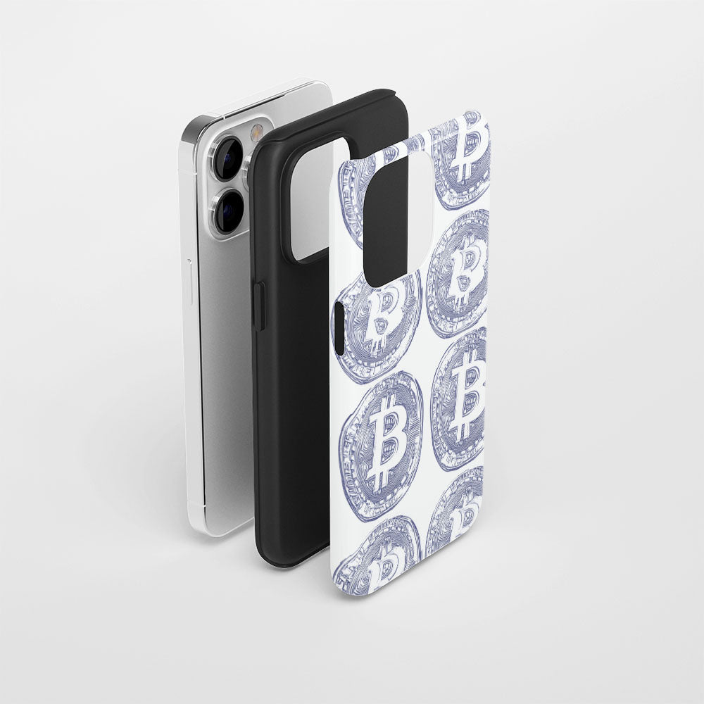 Double-Layer Semi-Handprinted Tough Matte BTC (Bitcoin) iPhone Case