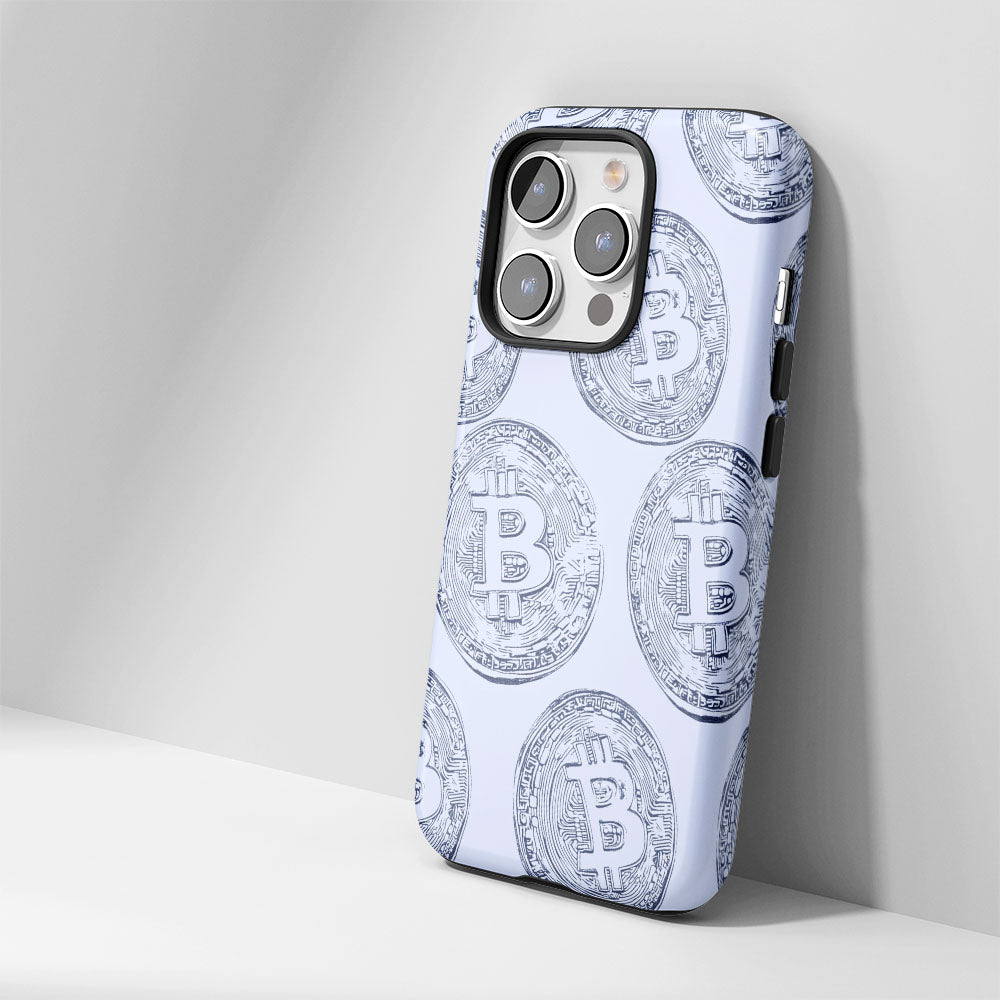 Double-Layer Semi-Handprinted Tough Matte BTC (Bitcoin) iPhone Case