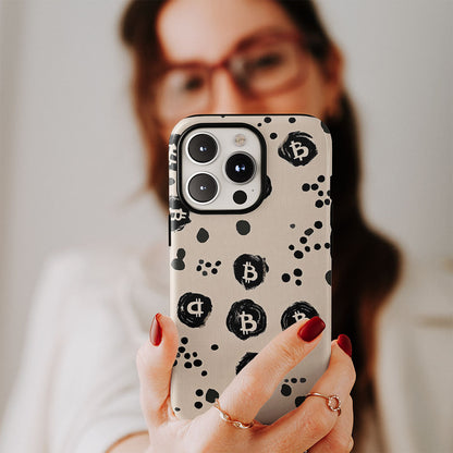 Double-Layer Semi-Handprinted Tough Matte BTC (Bitcoin) iPhone Case