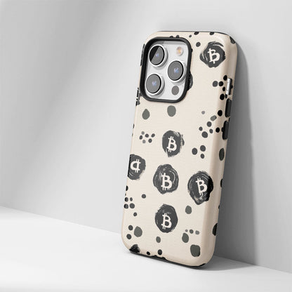 Double-Layer Semi-Handprinted Tough Matte BTC (Bitcoin) iPhone Case