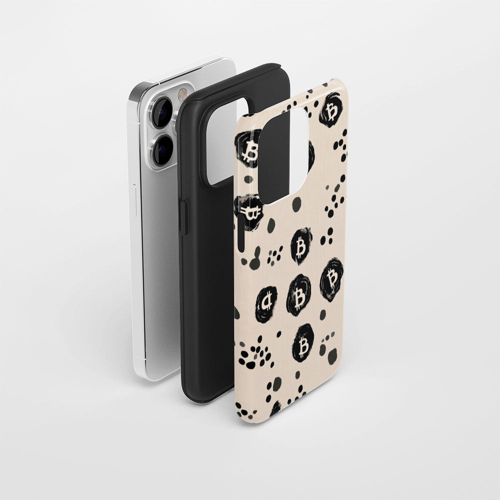 Double-Layer Semi-Handprinted Tough Matte BTC (Bitcoin) iPhone Case