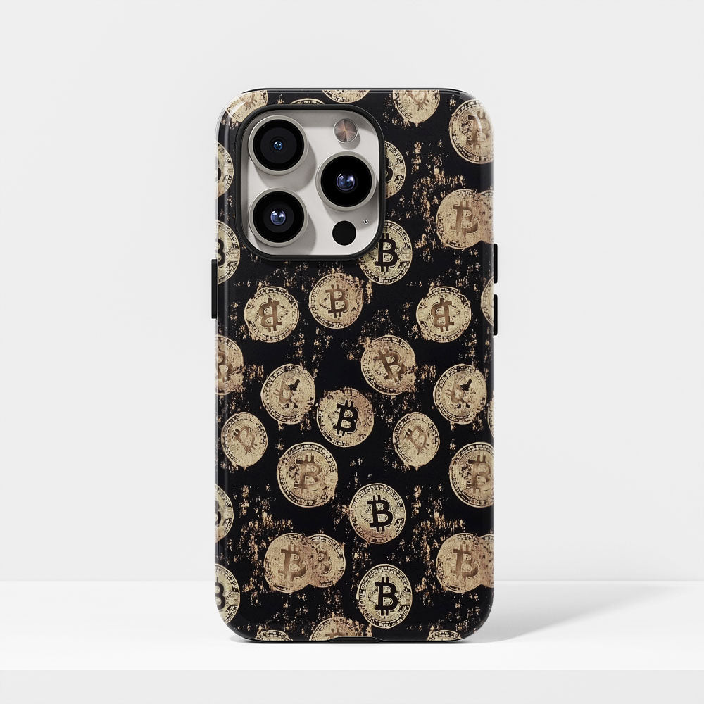 Double-Layer Semi-Handprinted Tough Matte BTC (Bitcoin) iPhone Case