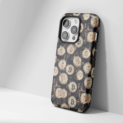 Double-Layer Semi-Handprinted Tough Matte BTC (Bitcoin) iPhone Case