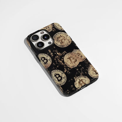 Double-Layer Semi-Handprinted Tough Matte BTC (Bitcoin) iPhone Case