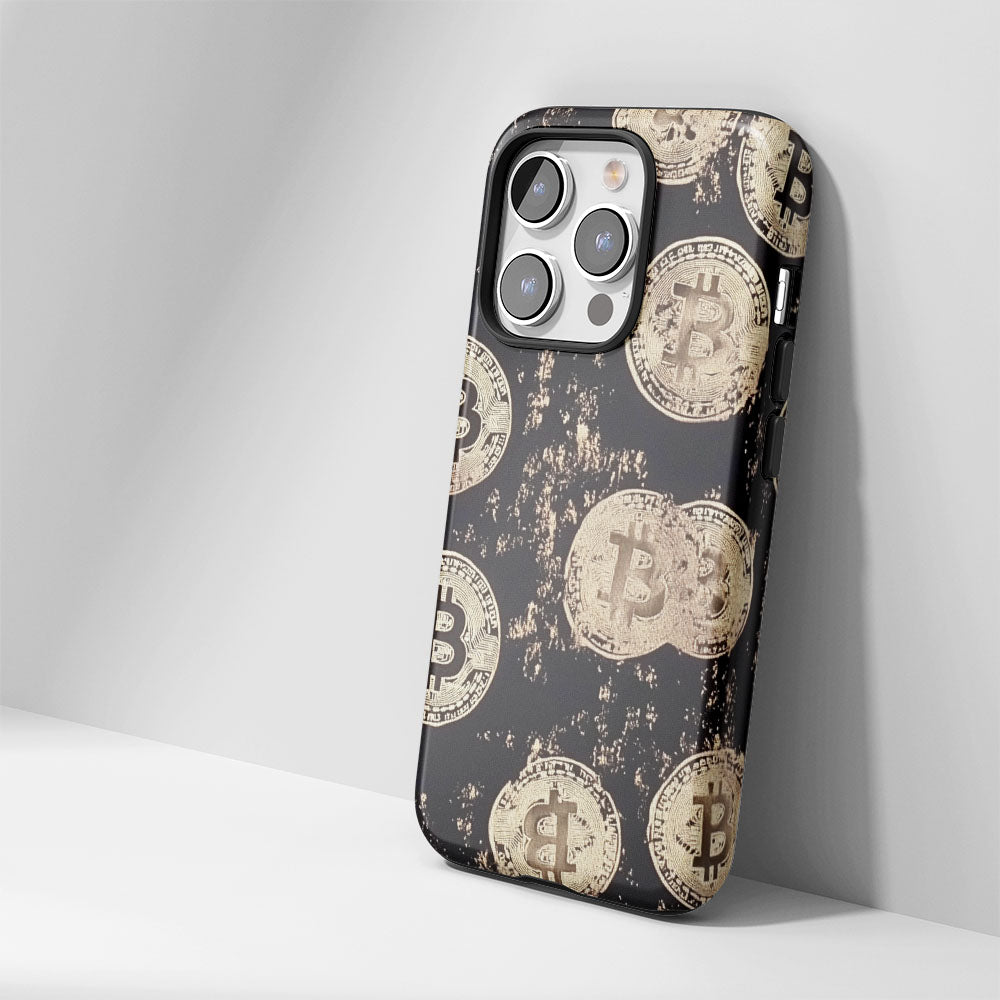 Double-Layer Semi-Handprinted Tough Matte BTC (Bitcoin) iPhone Case