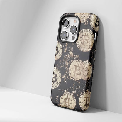 Double-Layer Semi-Handprinted Tough Matte BTC (Bitcoin) iPhone Case