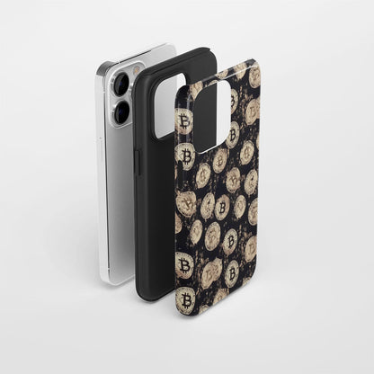 Double-Layer Semi-Handprinted Tough Matte BTC (Bitcoin) iPhone Case