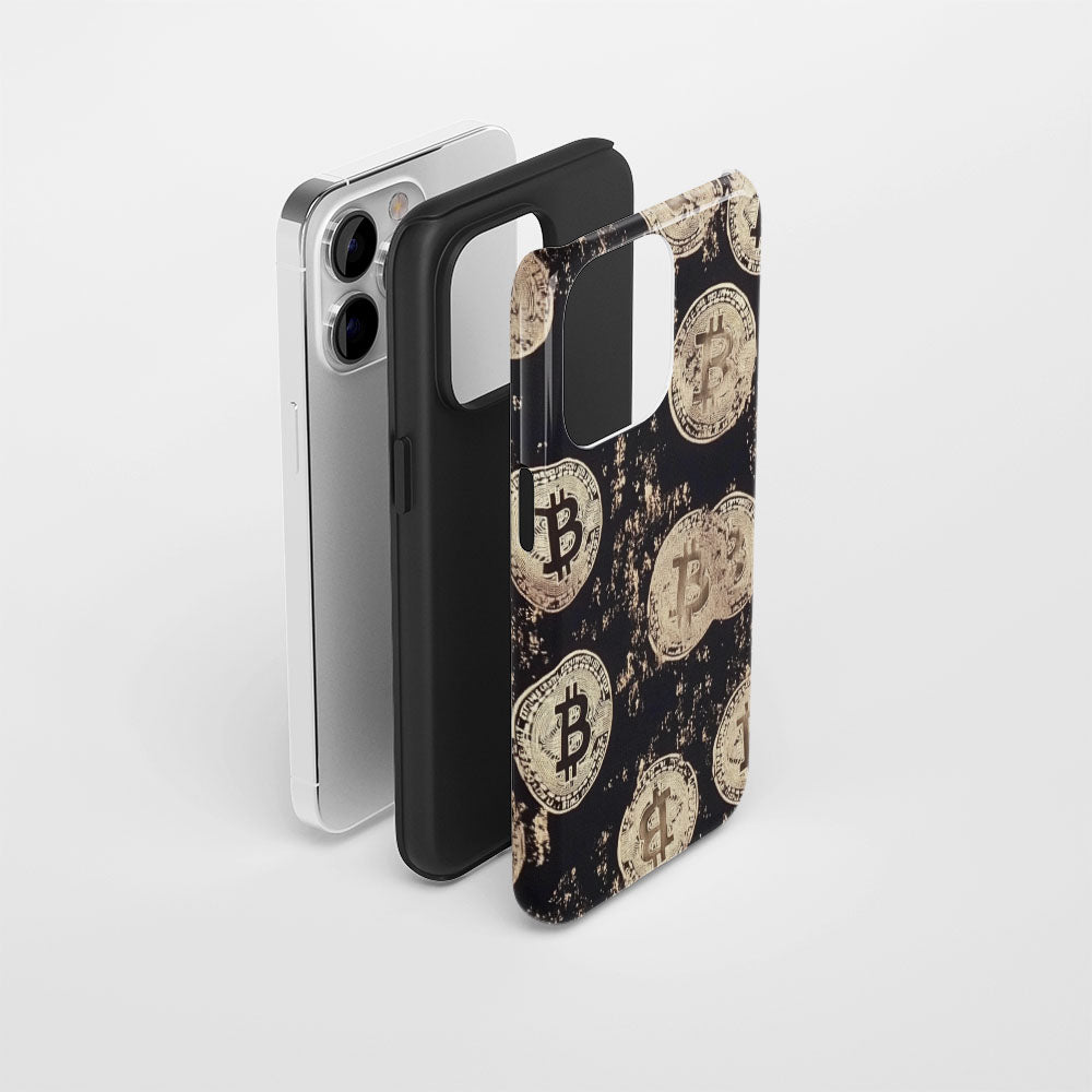 Double-Layer Semi-Handprinted Tough Matte BTC (Bitcoin) iPhone Case