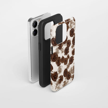 Double-Layer Semi-Handprinted Tough Matte BTC (Bitcoin) iPhone Case