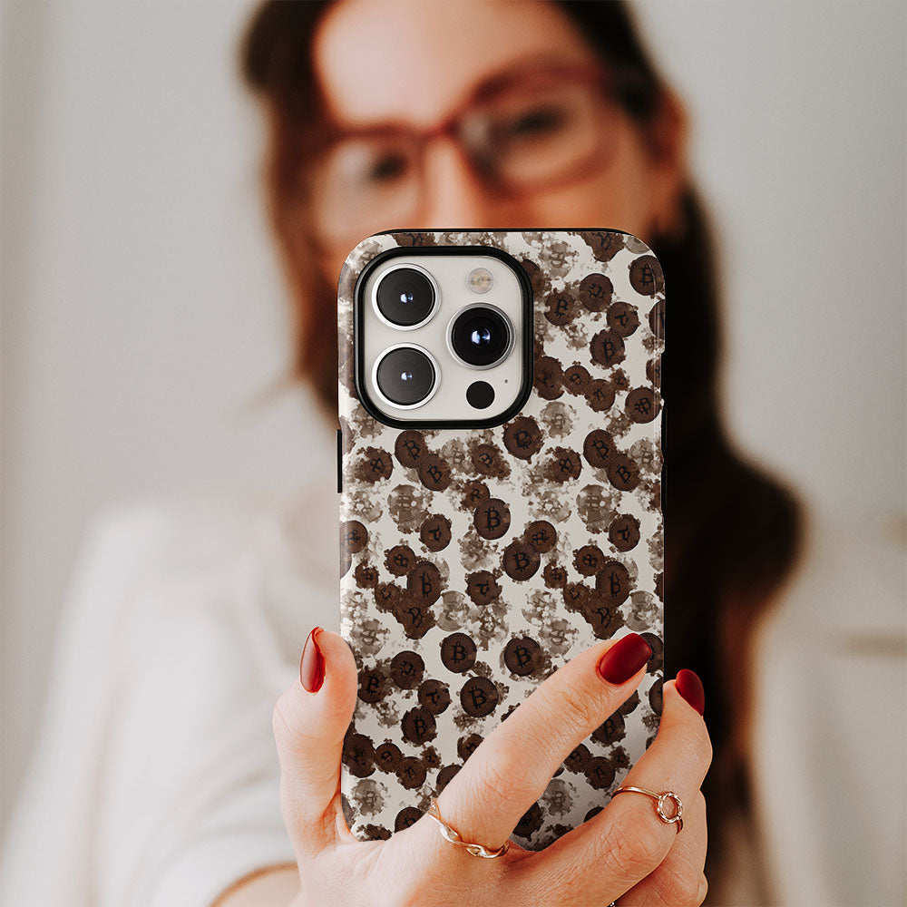 Double-Layer Semi-Handprinted Tough Matte BTC (Bitcoin) iPhone Case