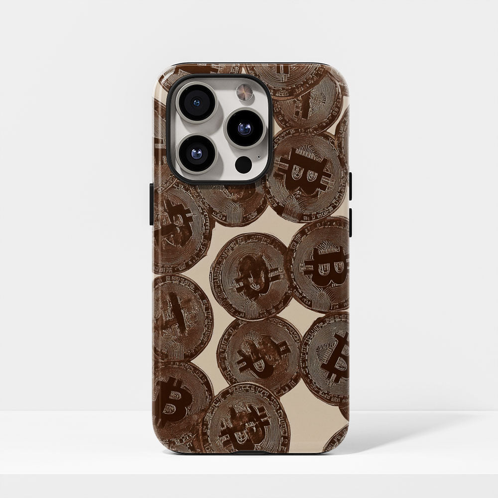 Double-Layer Semi-Handprinted Tough Matte BTC (Bitcoin) iPhone Case